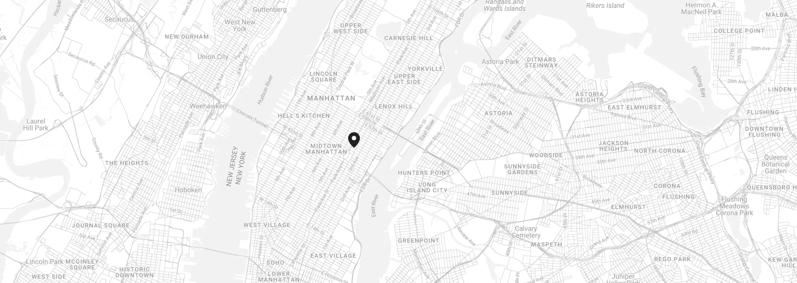 A map showing the location of Azura Wealth Advisors' midtown Manhattan offices.